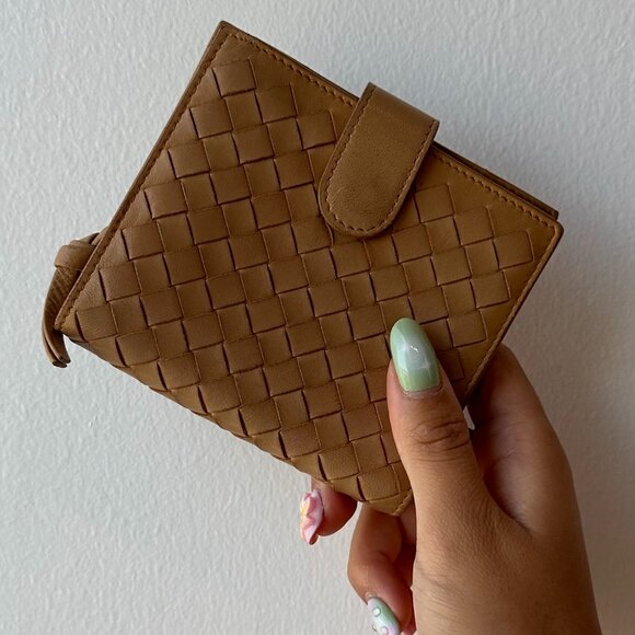 Handbags - Bottega Veneta Brown Intrecciato Leather French Flap Wallet
